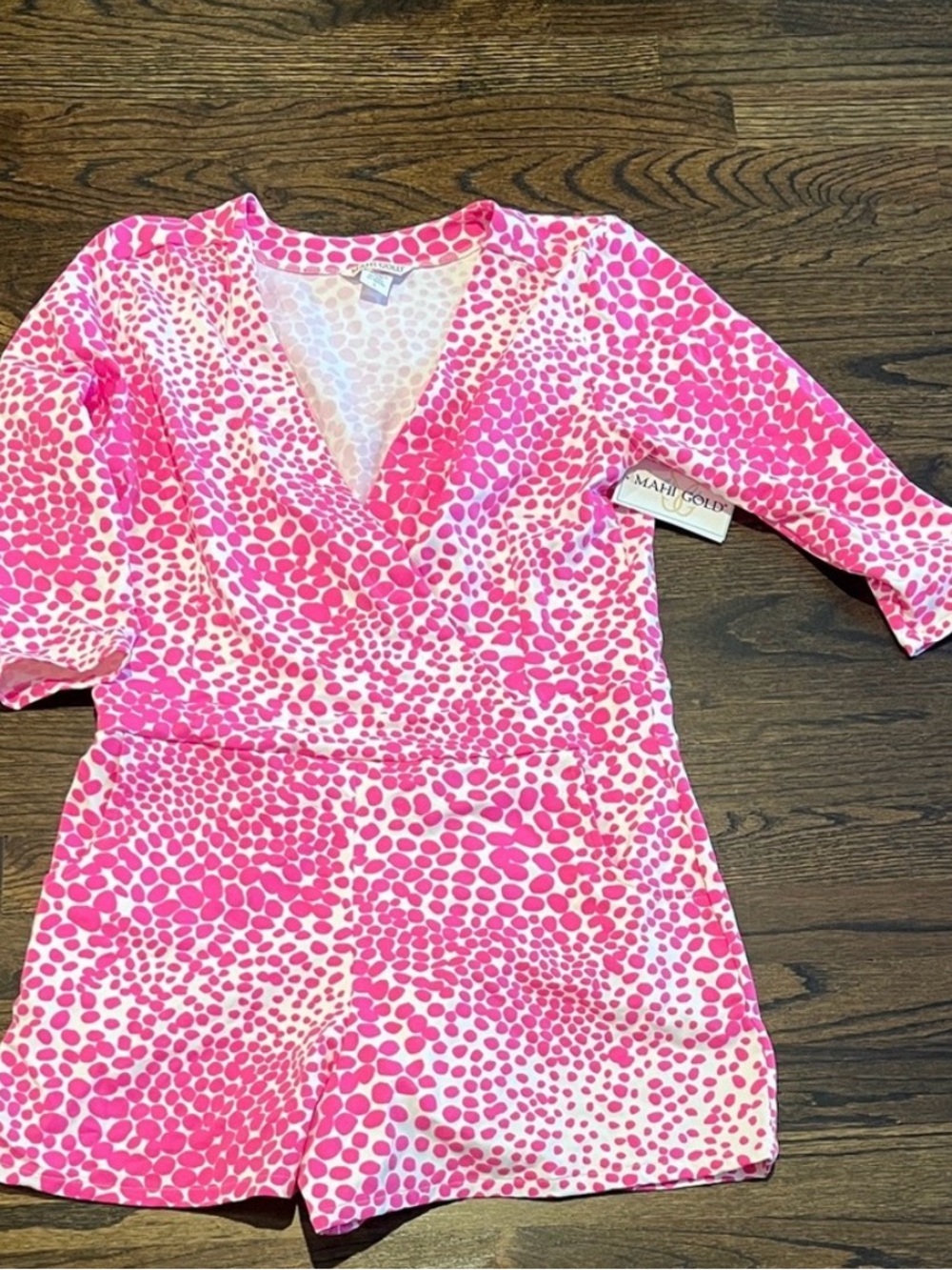 MAHI GOLD Pink and White Printed Romper